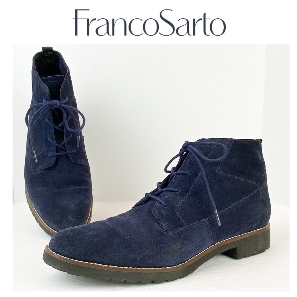 Franco Sarto Lug Sole Blue Suede Ankle Boots, 9.5